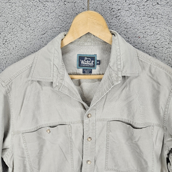 Vintage Woolrich Mens Medium Short Sleeve Button Up Shirt Gray - Picture 2 of 6